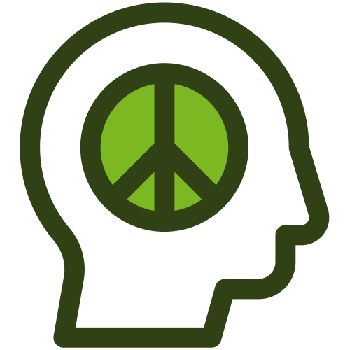 Peace symbol inside of a head